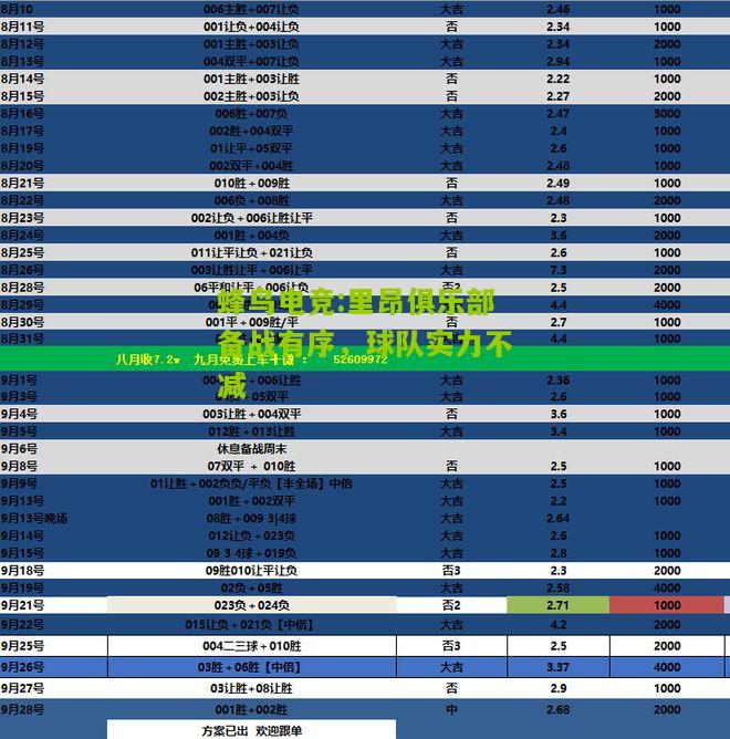 里昂俱乐部备战有序，球队实力不减